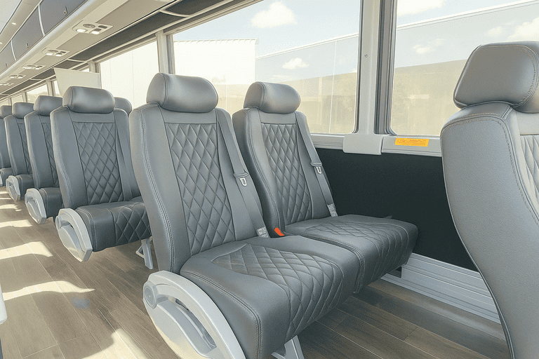 interior of Albuquerque Minibus Company charter bus